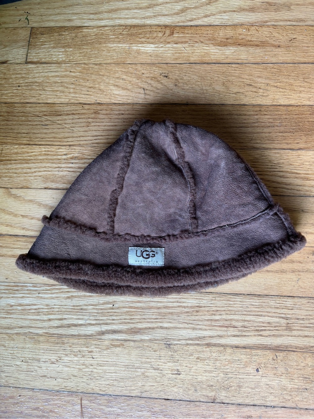 UGG Chocolate Brown Shearling-Trim Beanie